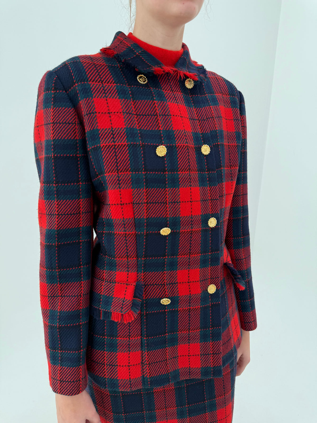 Deux piece Luisa Spagnoli din tartan excepțional de lana cu textură de tweed