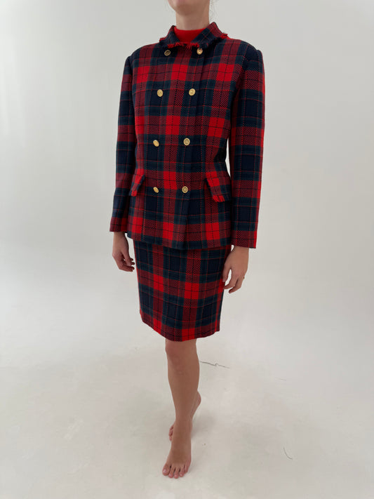 Deux piece Luisa Spagnoli din tartan excepțional de lana cu textură de tweed