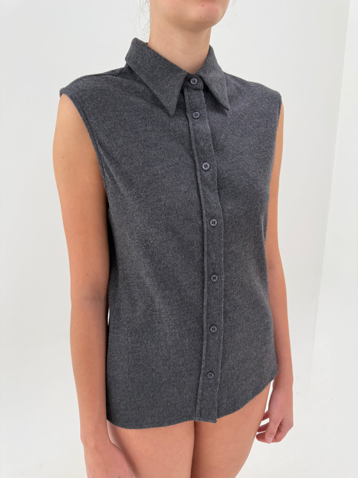 Cămașa Gianfranco Ferre din flanel de lana extrafina charcoal gray