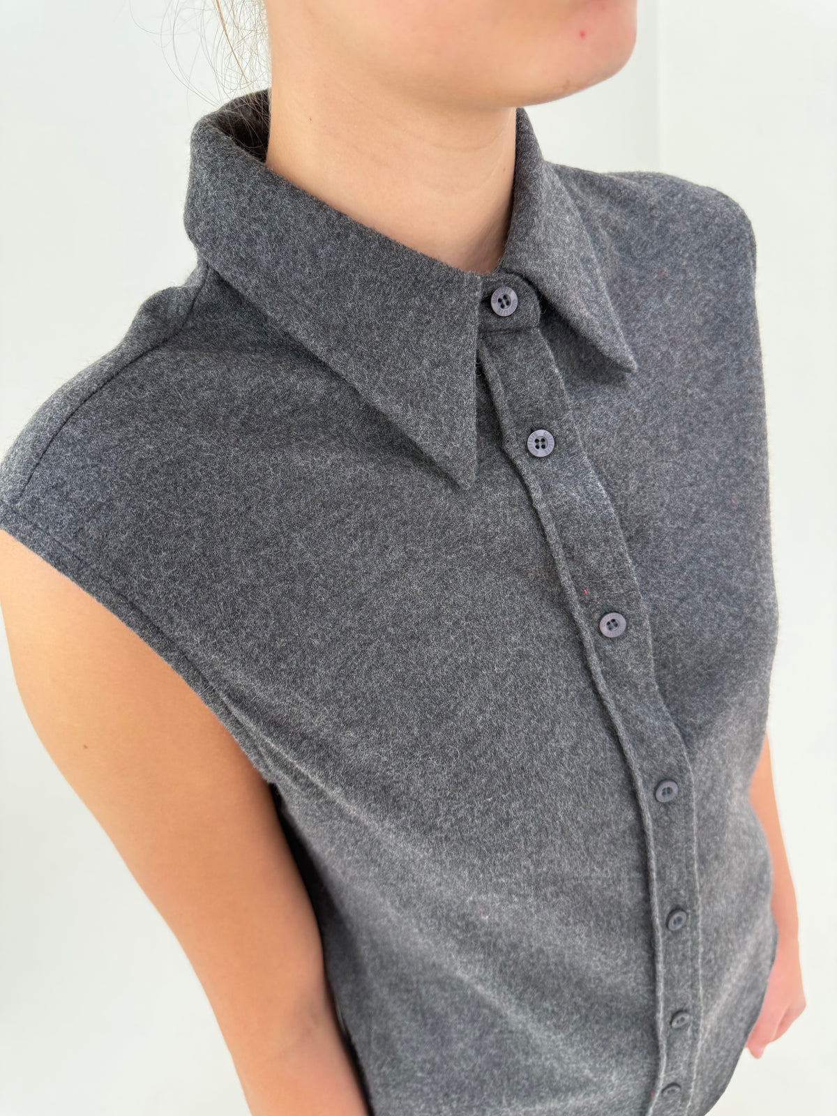 Cămașa Gianfranco Ferre din flanel de lana extrafina charcoal gray