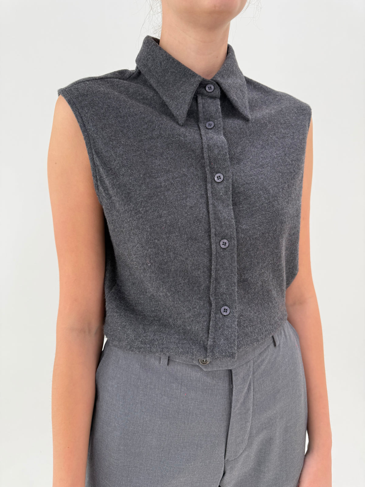 Cămașa Gianfranco Ferre din flanel de lana extrafina charcoal gray