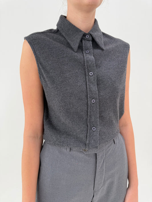 Cămașa Gianfranco Ferre din flanel de lana extrafina charcoal gray