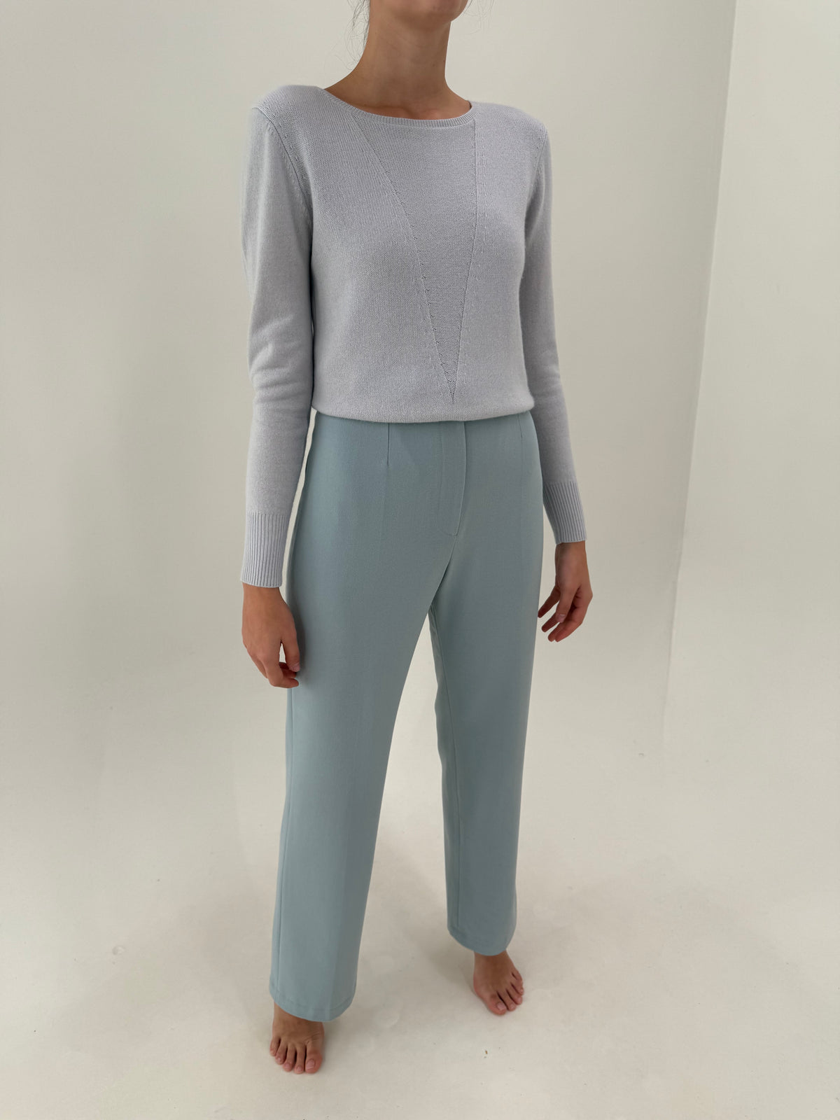 Costum vintage italian baby blue din lana groasă extrem de fină wool velour