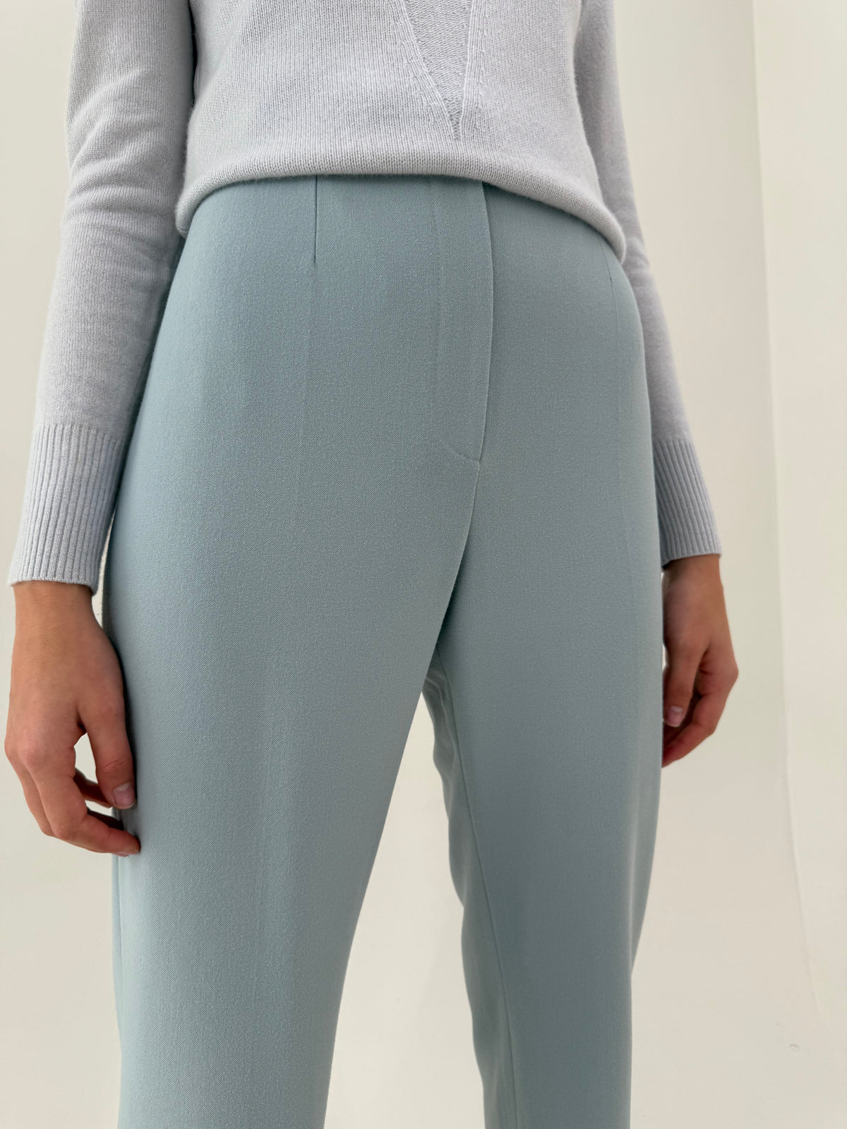 Costum vintage italian baby blue din lana groasă extrem de fină wool velour