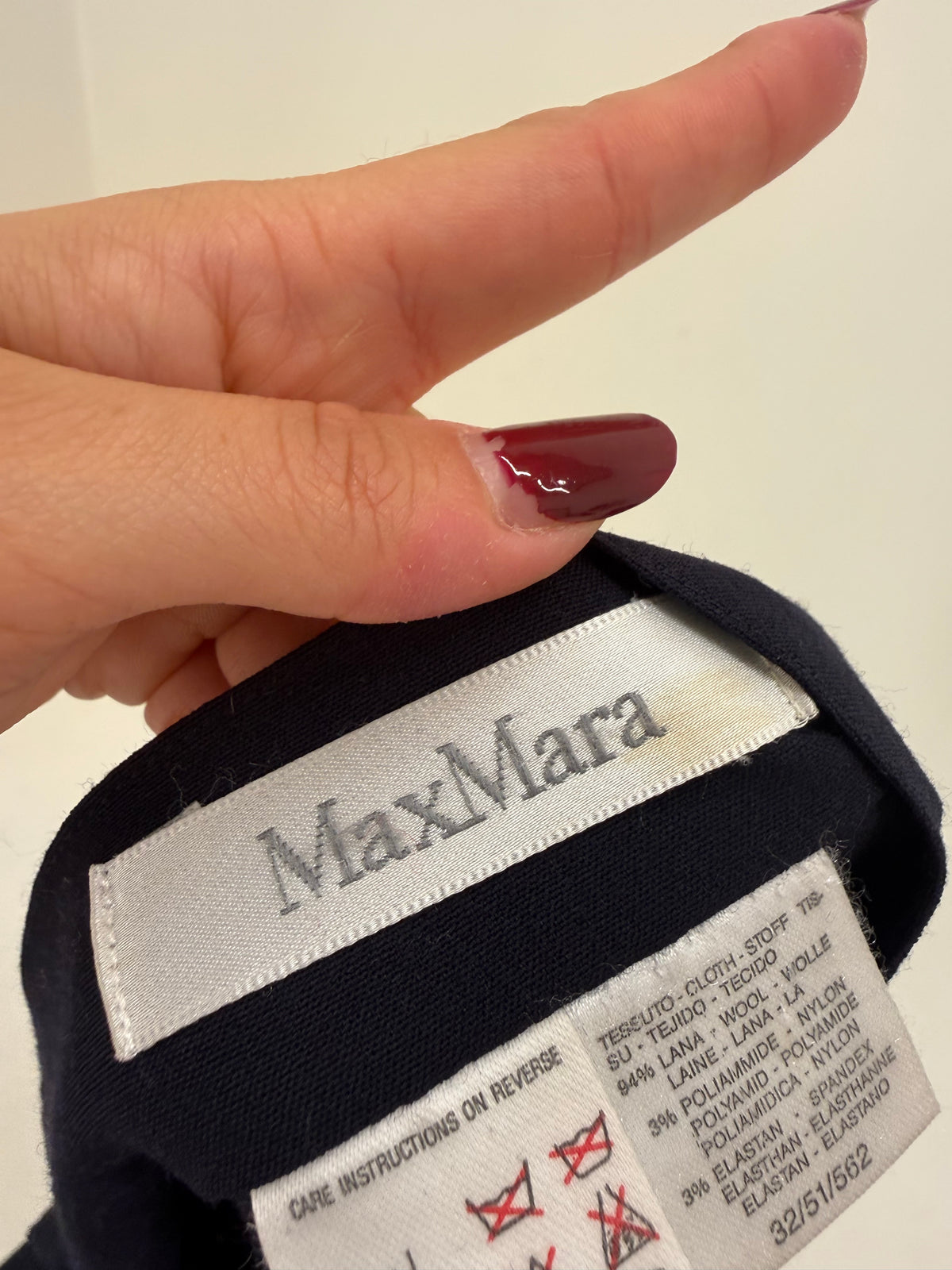 Fustă Max Mara creion Navy blue cu talie ultra înaltă din lana extrafina confort