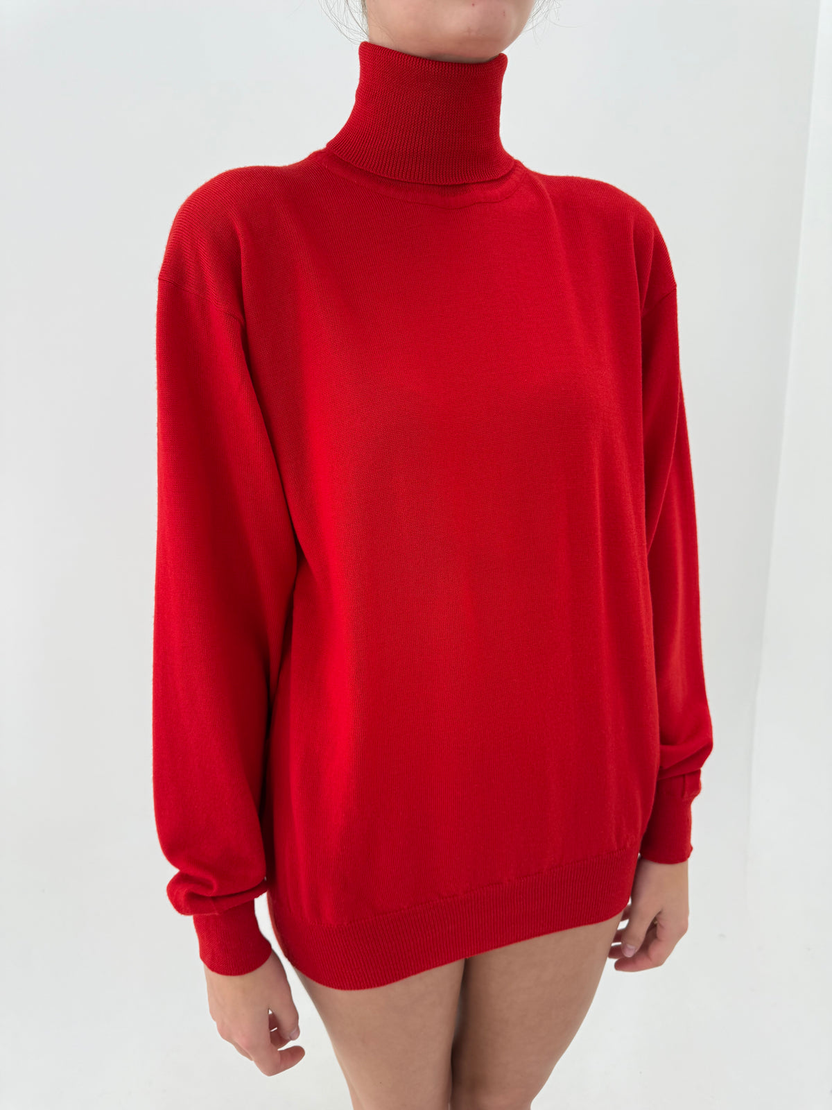 Maleta cherry red din lana merino extrafina de gramaj mare