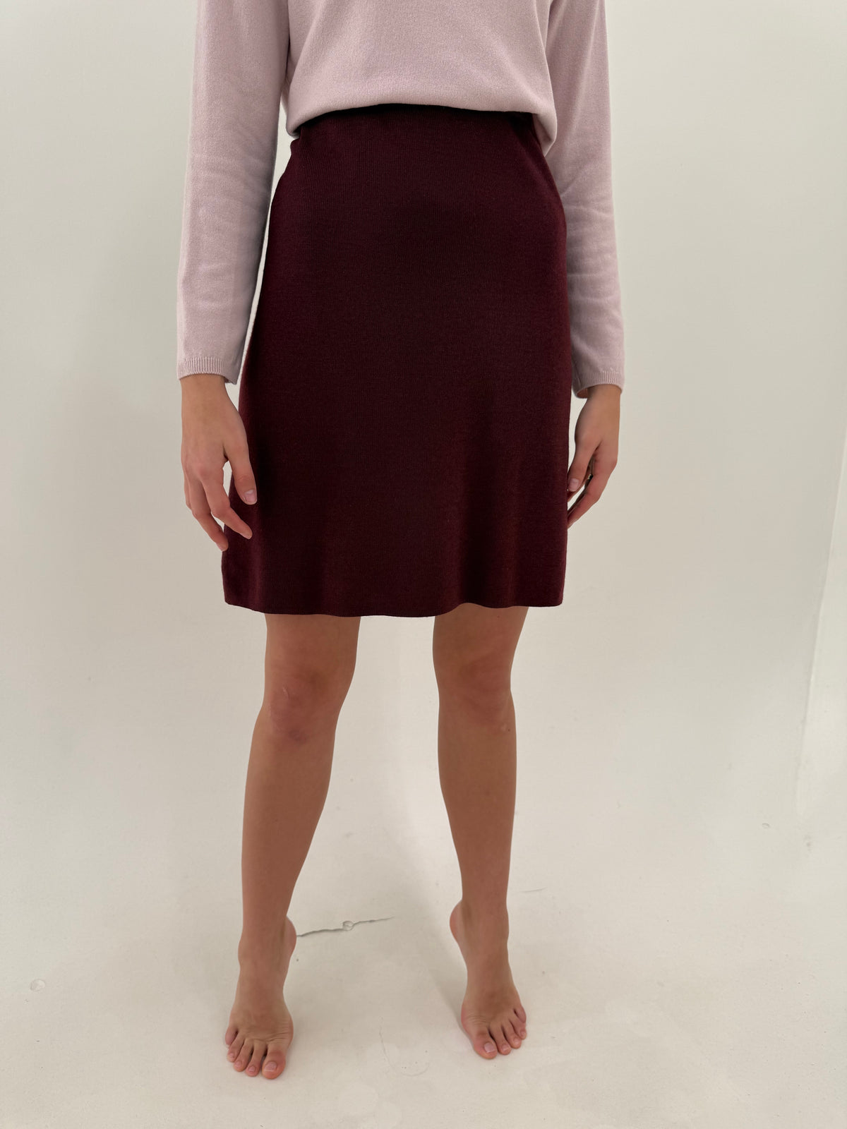 Fustă burgundy italiană din tricot de lana extrafina de gramaj mare