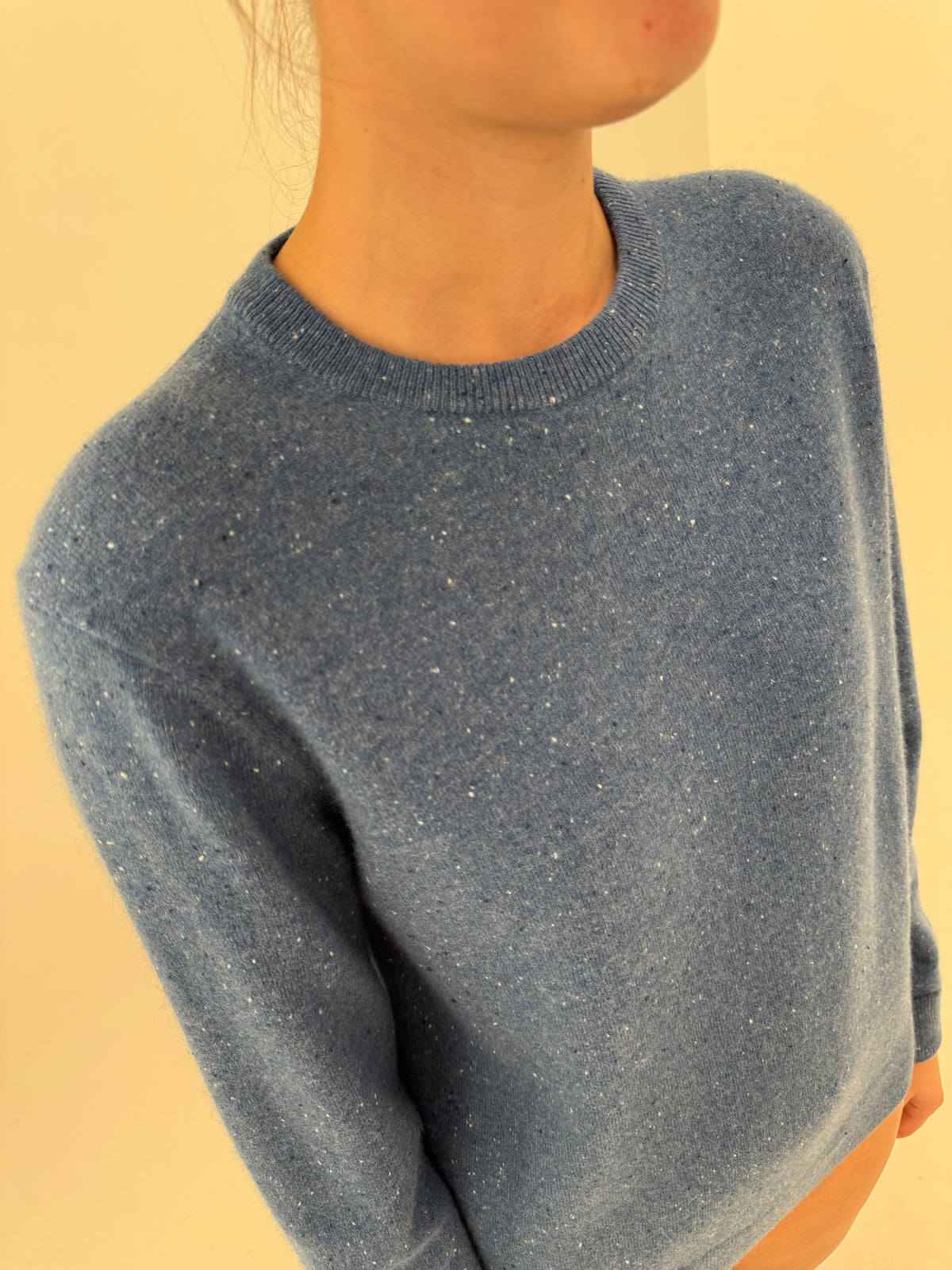 Pulover din cașmir multiply jeans blue sare și piper crewn neck