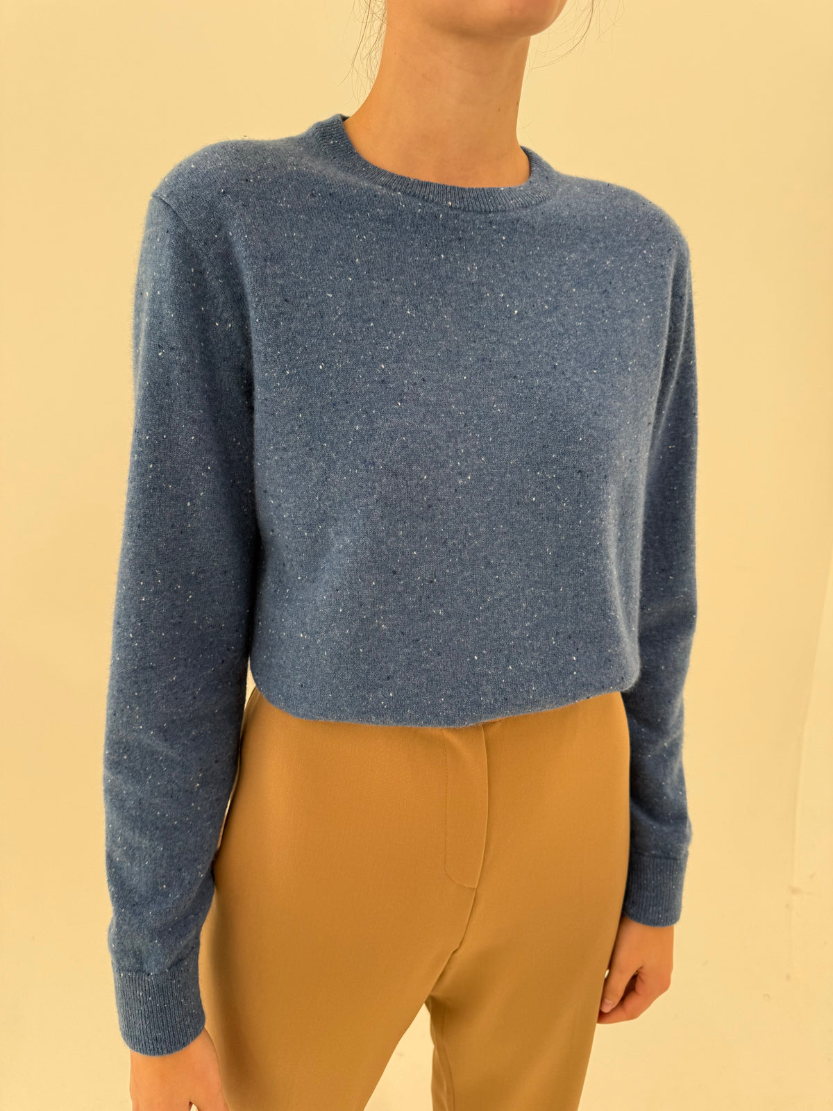Pulover din cașmir multiply jeans blue sare și piper crewn neck