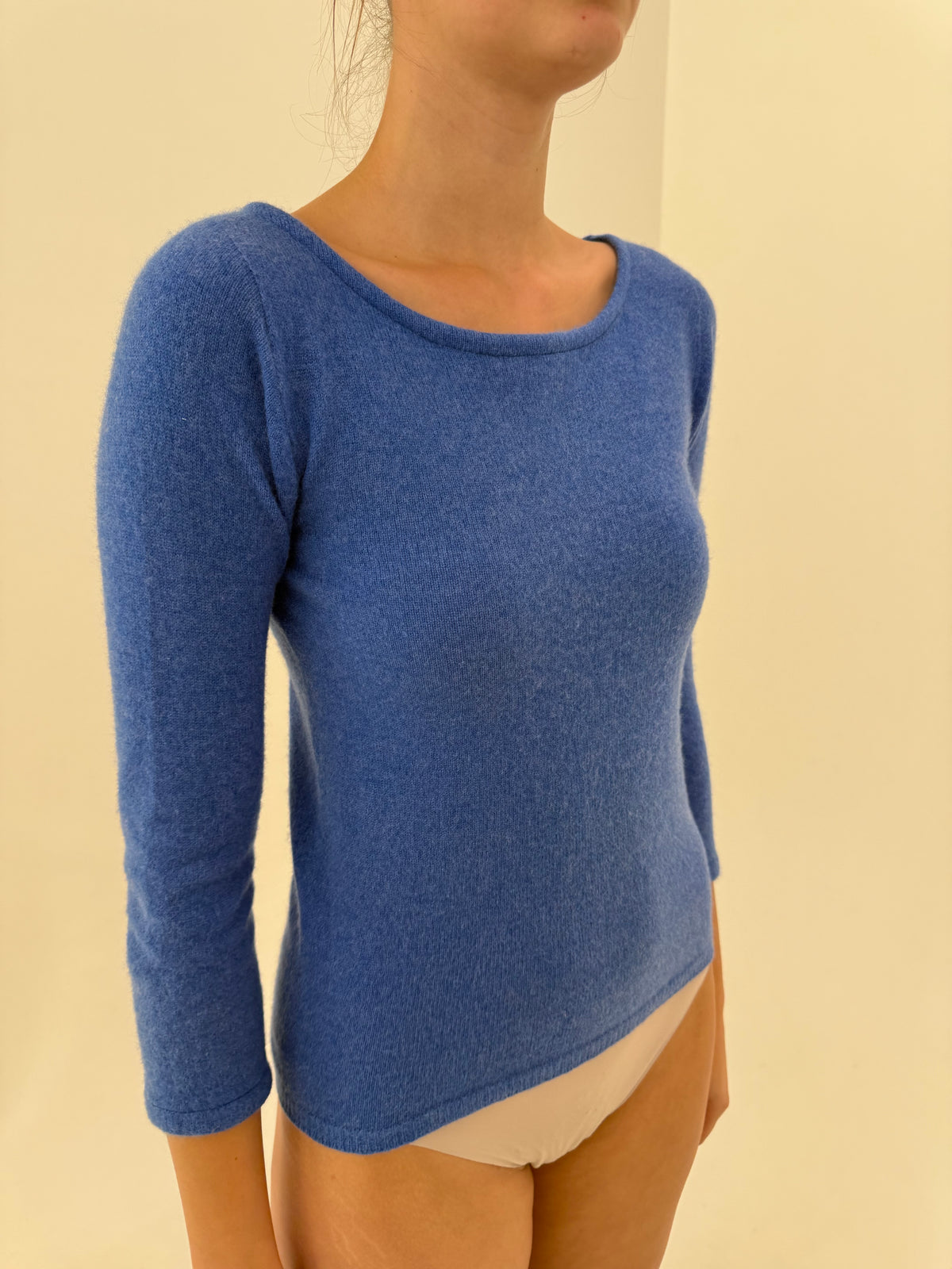 Pulover din cașmir multiply  cu decolteu bateau petite jeans blue
