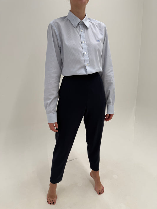 Pantaloni Max Mara țigaretă Navy blue din lana extrafina ultra confort cu solduri generoase