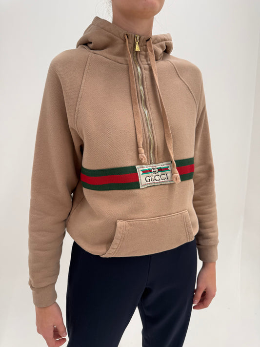 Hanorac Gucci Logo Web Half-Zip din anul 2020 din bumbac French terry super gros