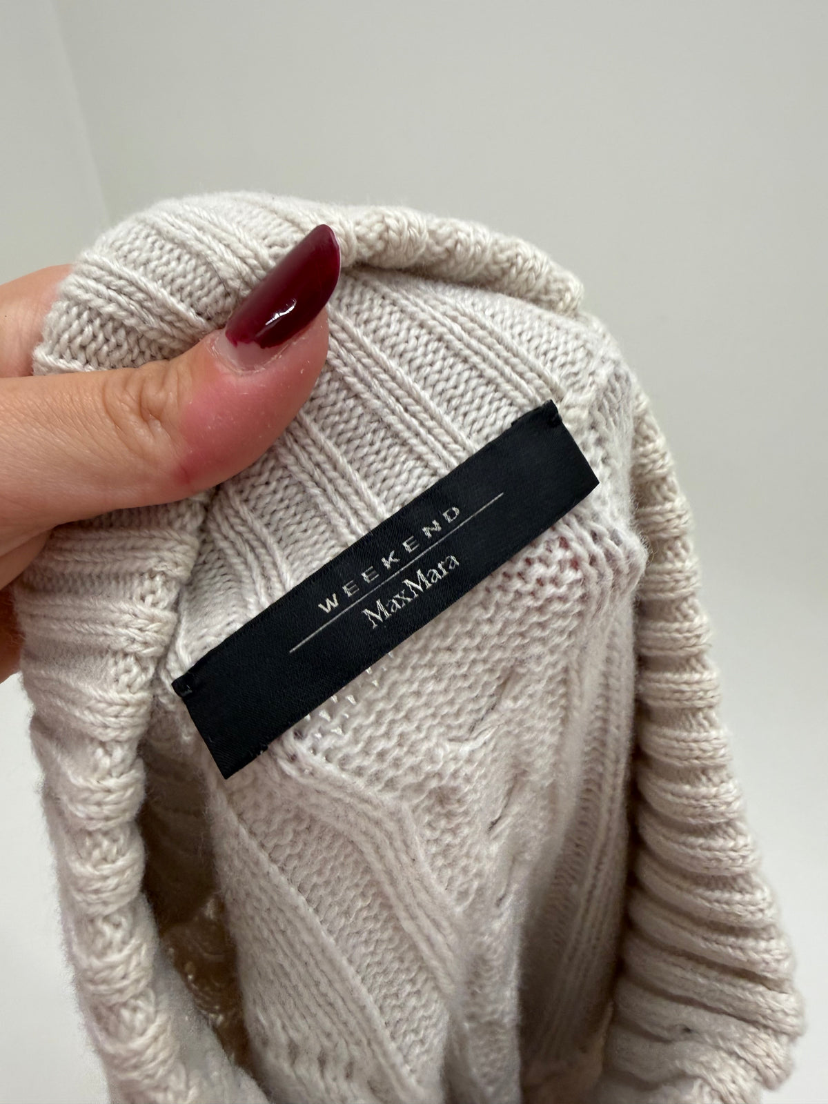 Maleta Max Mara din tricot texturat și gros de lana extrafina light nude