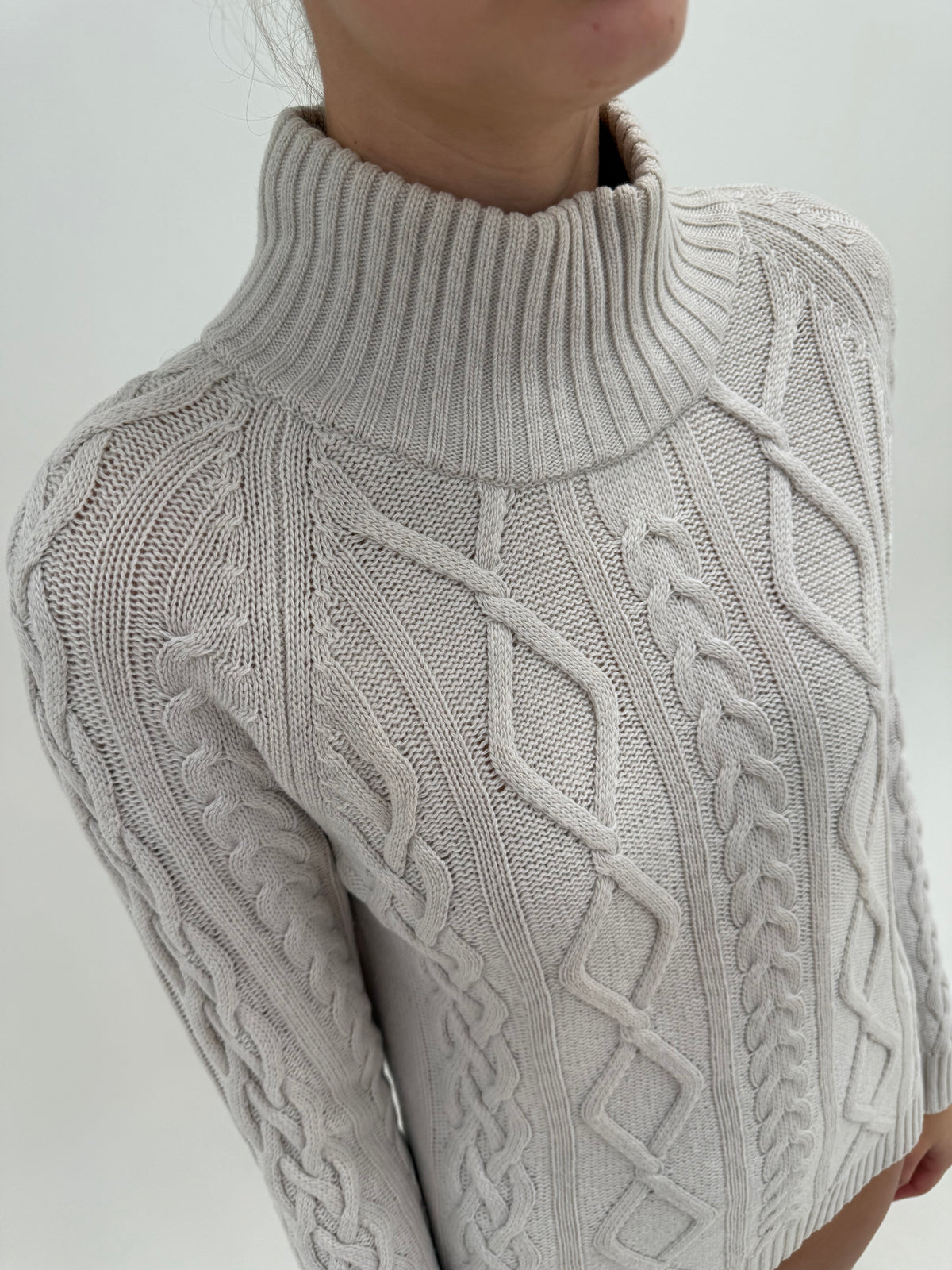 Maleta Max Mara din tricot texturat și gros de lana extrafina light nude