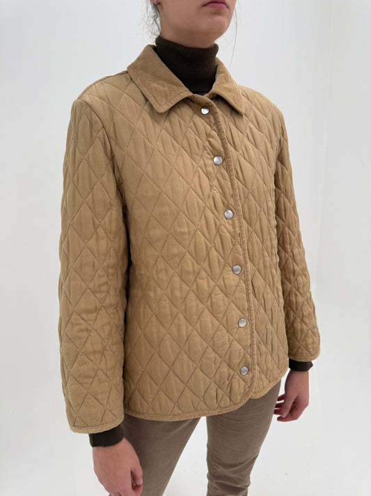 Jacheta Aquascutum English Countryside camel cu interior light padded și exterior 100% mătase