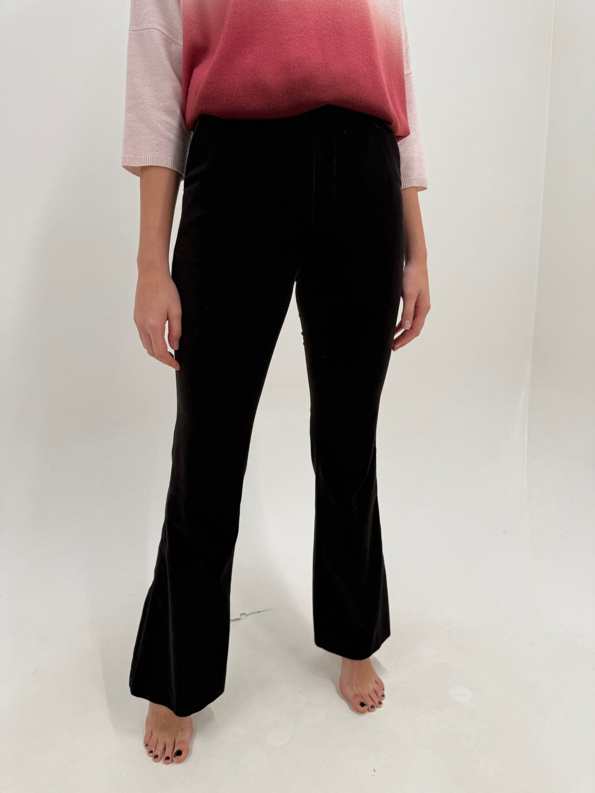 Pantaloni tall evazați din catifea premium modelatoare very dark brown