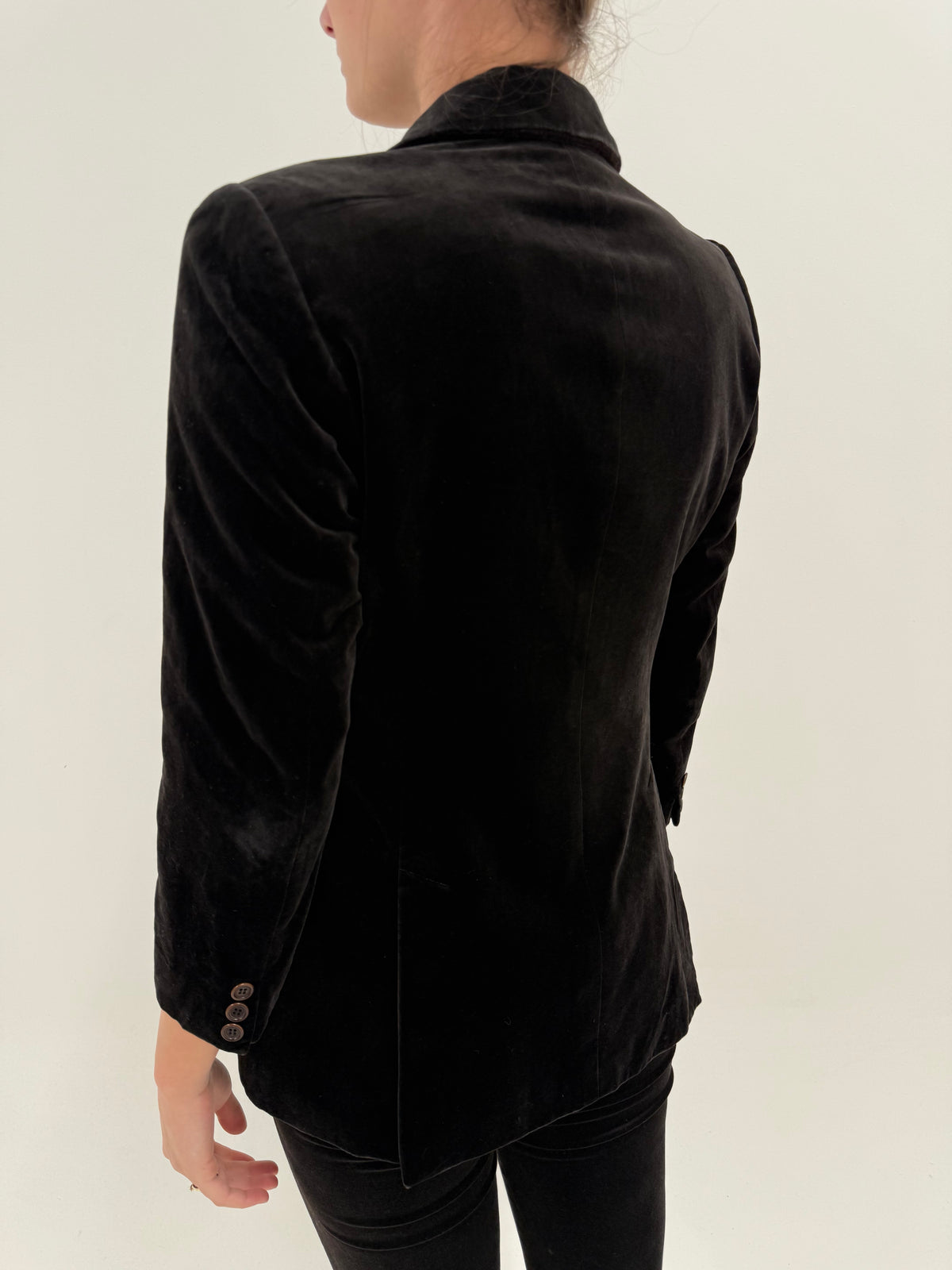 Sacou de brand luxury Aspesi petite in croi cambrat din catifea very dark brown