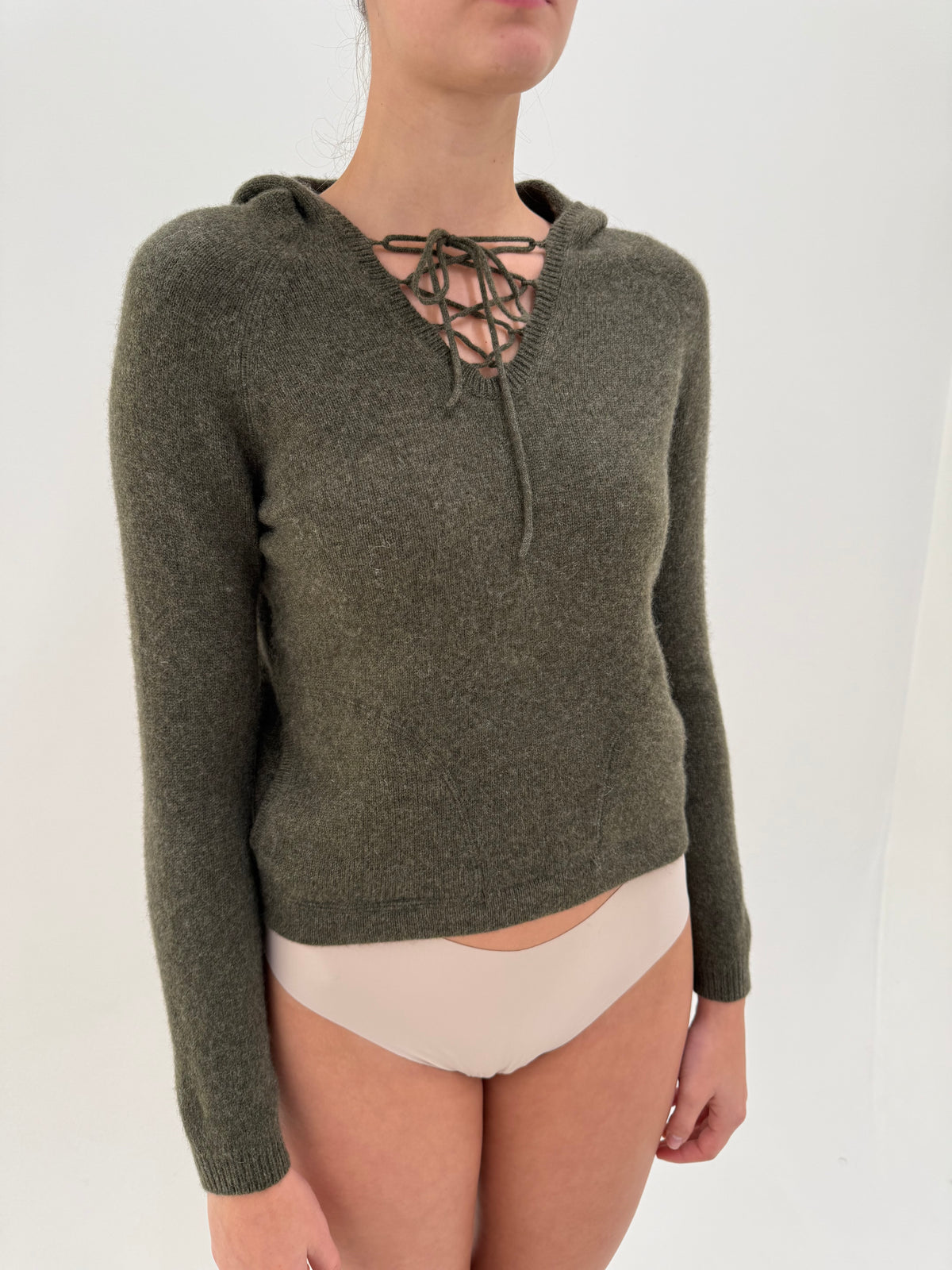 Hanorac Max Mara dark green din cașmir multiplu plin excepțional