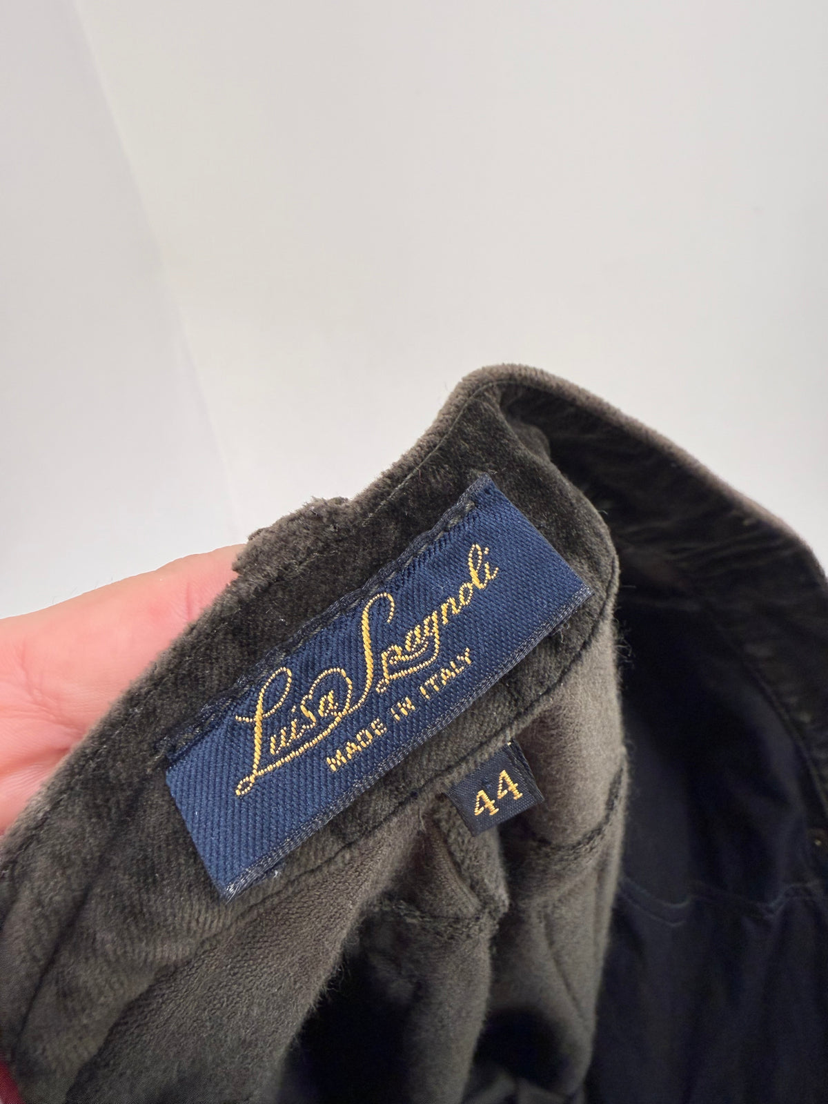 Pantaloni Luisa Spagnoli dark green din catifea ultra confort tall