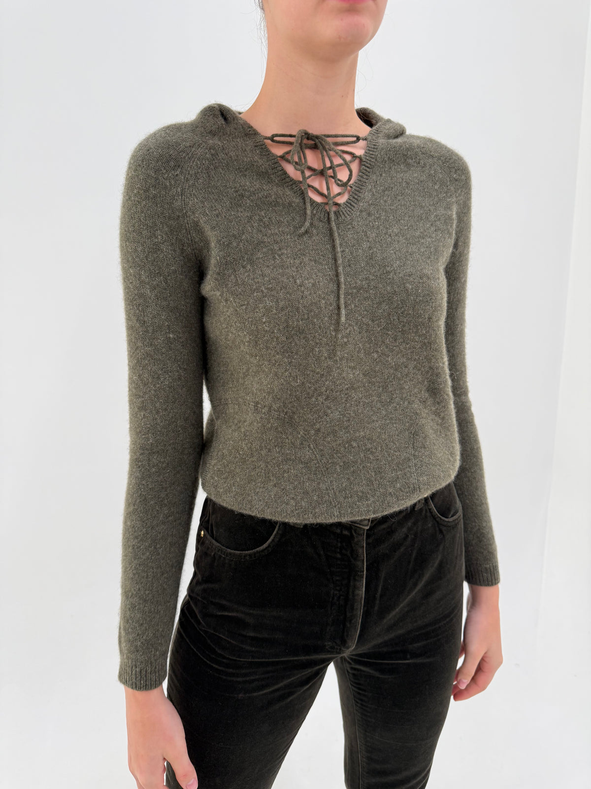 Hanorac Max Mara dark green din cașmir multiplu plin excepțional