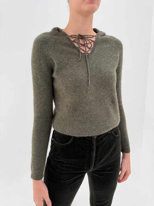 Hanorac Max Mara dark green din cașmir multiplu plin excepțional