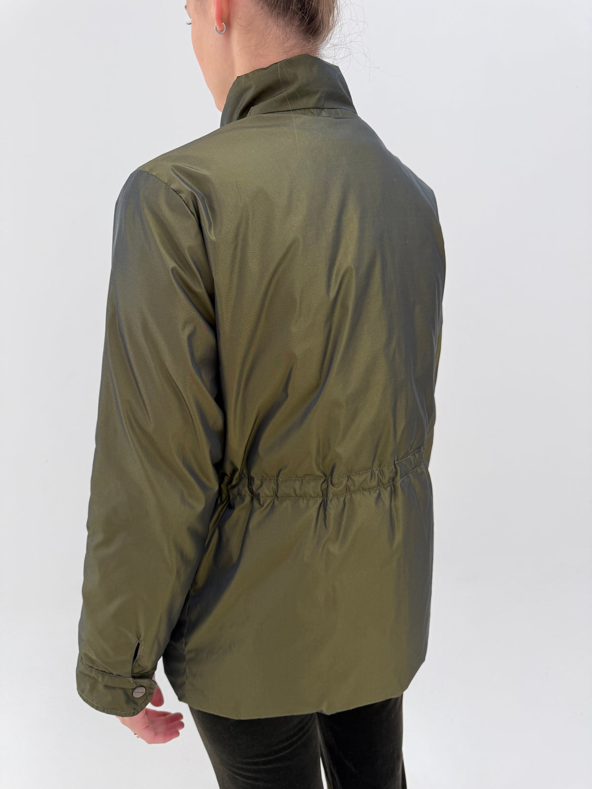 Jacheta Max Mara dark green ușor perlata din puf de gâscă impermeabilă