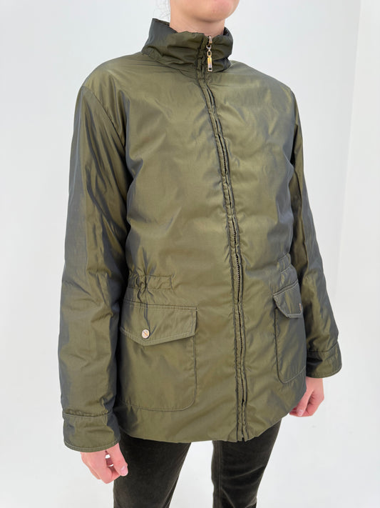 Jacheta Max Mara dark green ușor perlata din puf de gâscă impermeabilă