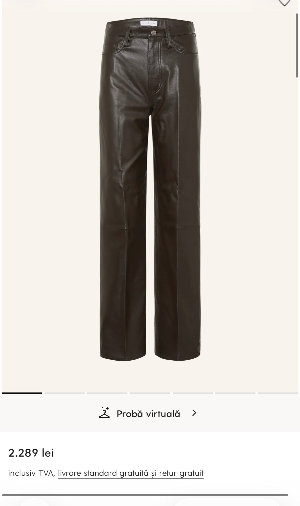 Pantaloni Tommy Hilfiger din piele naturală extrem de moale tall in croi pe picior