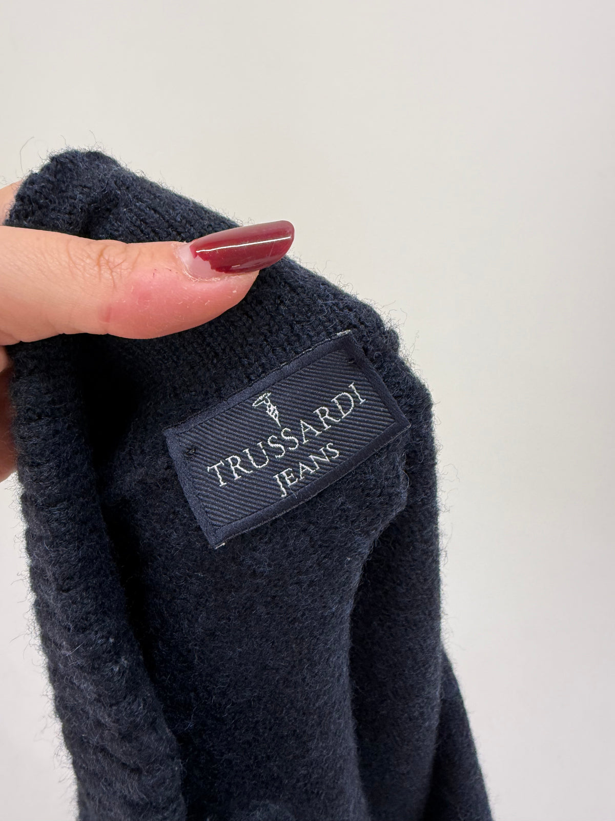 Maleta Trussardi groasă din lana extrafina full zip Navy blue