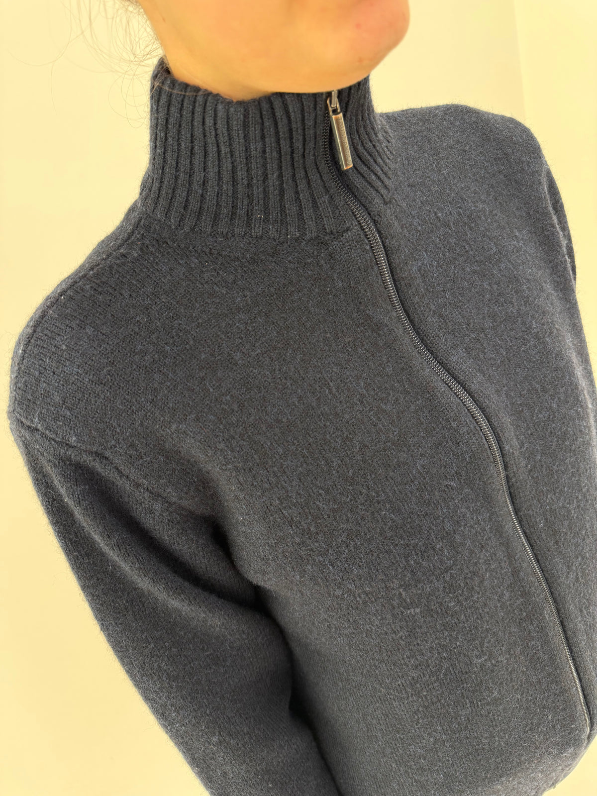 Maleta Trussardi groasă din lana extrafina full zip Navy blue