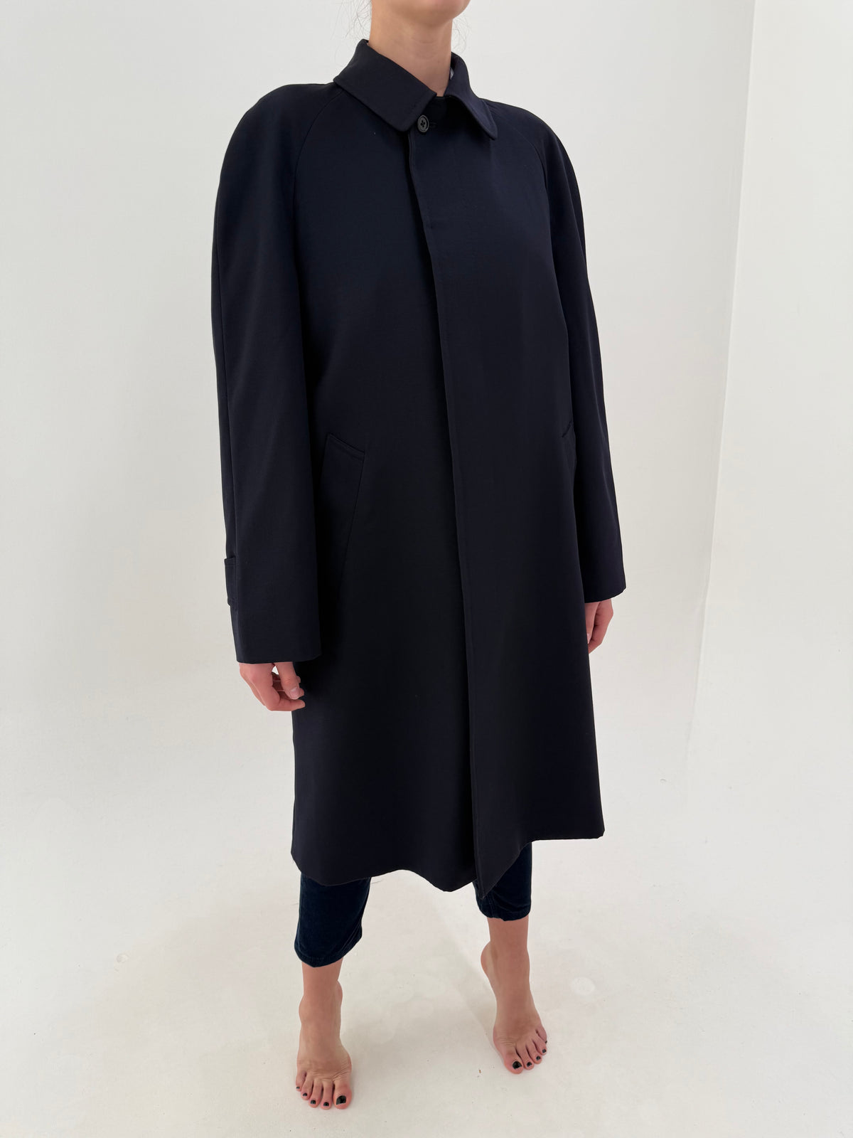 Trench luxury Aquascutum din gabardină de lana weatherproof (vânt și apă) plină structurată