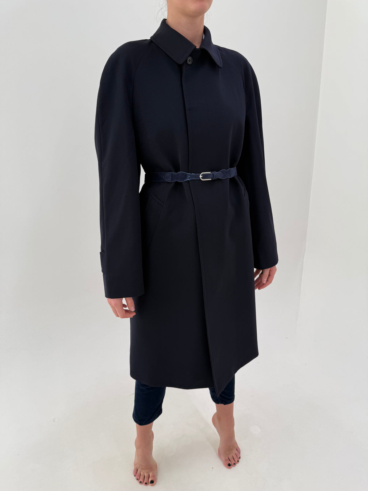 Trench luxury Aquascutum din gabardină de lana weatherproof (vânt și apă) plină structurată