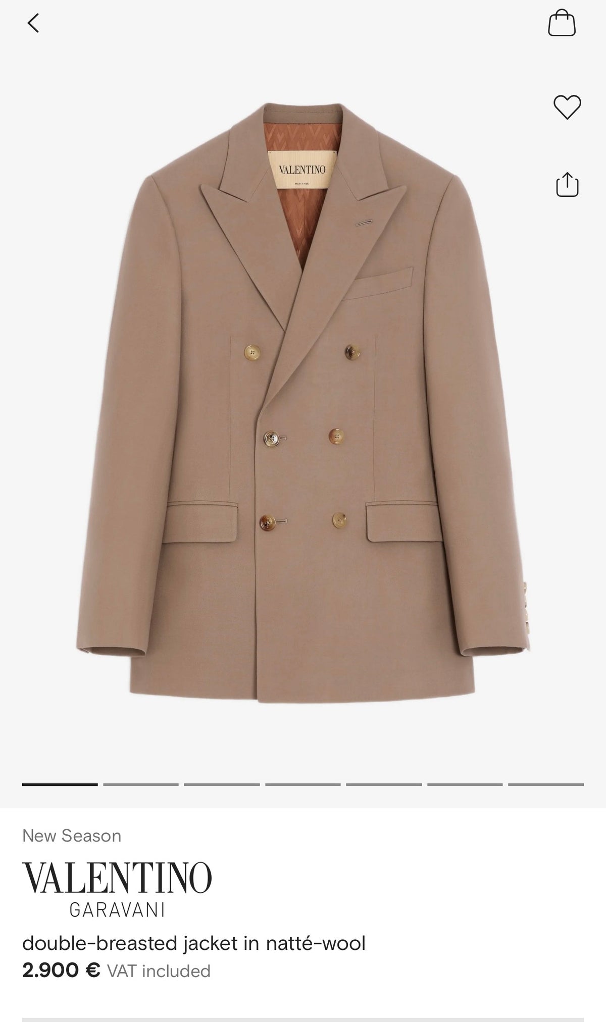 Sacou Valentino camel tall din tweed excepțional de alpaka, lana și mohair