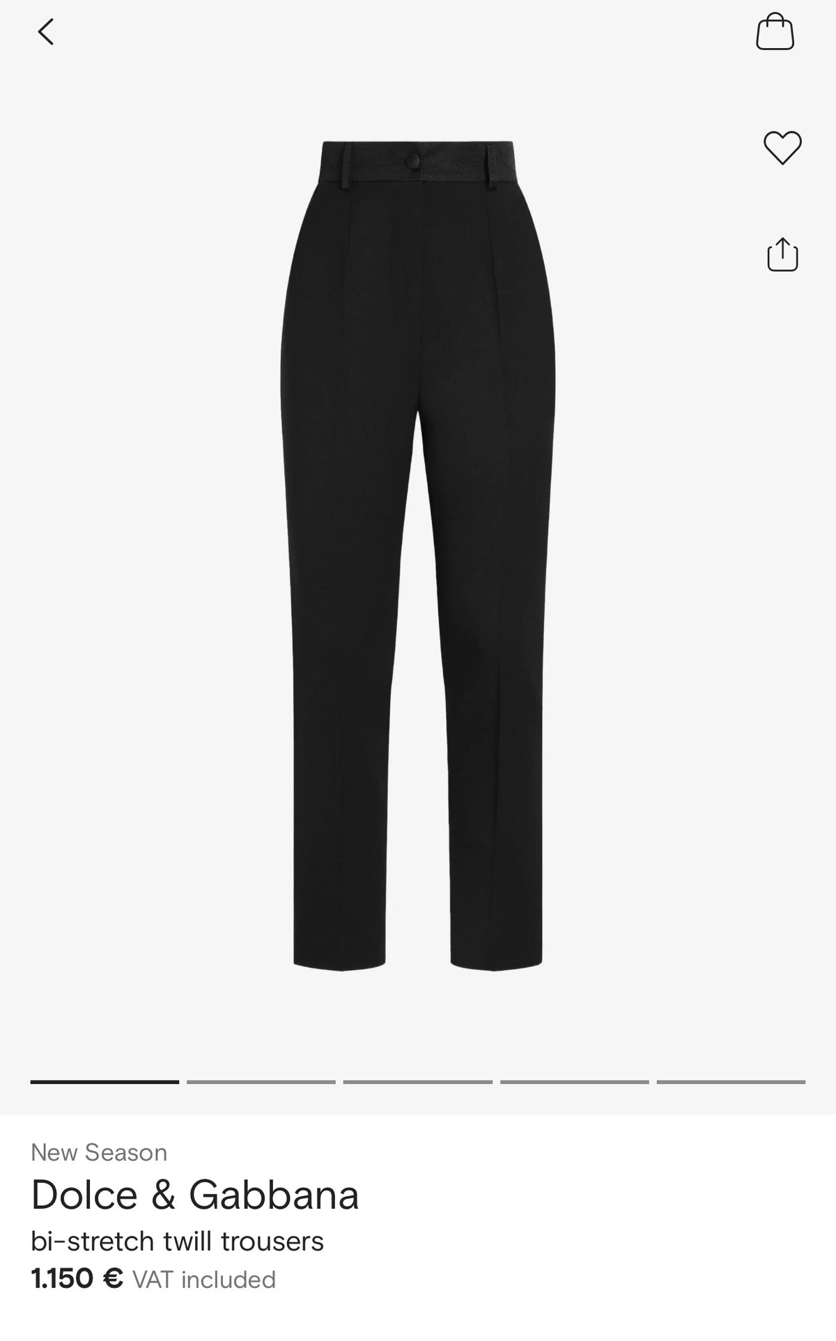 Pantaloni Dolce&Gabbana business negri petite din lana extrafina în croi chinos