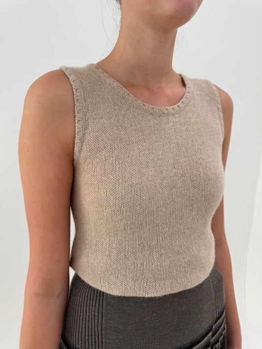 Top / vesta Max Mara camel din lana extrafina și Angora în croi lung
