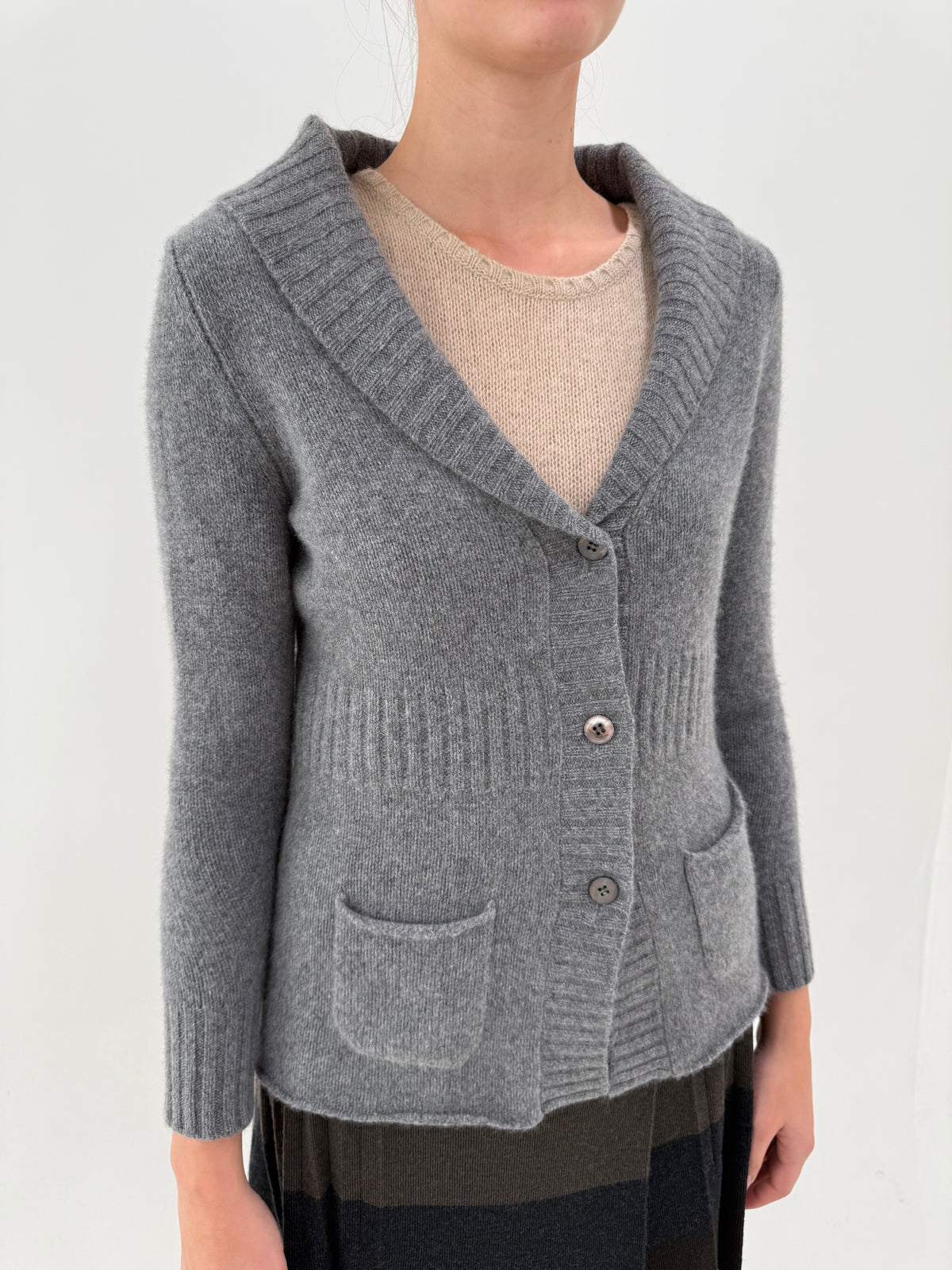 Cardigan din cașmir super gros multiply de gramaj mare în stil sacou de brand premium
