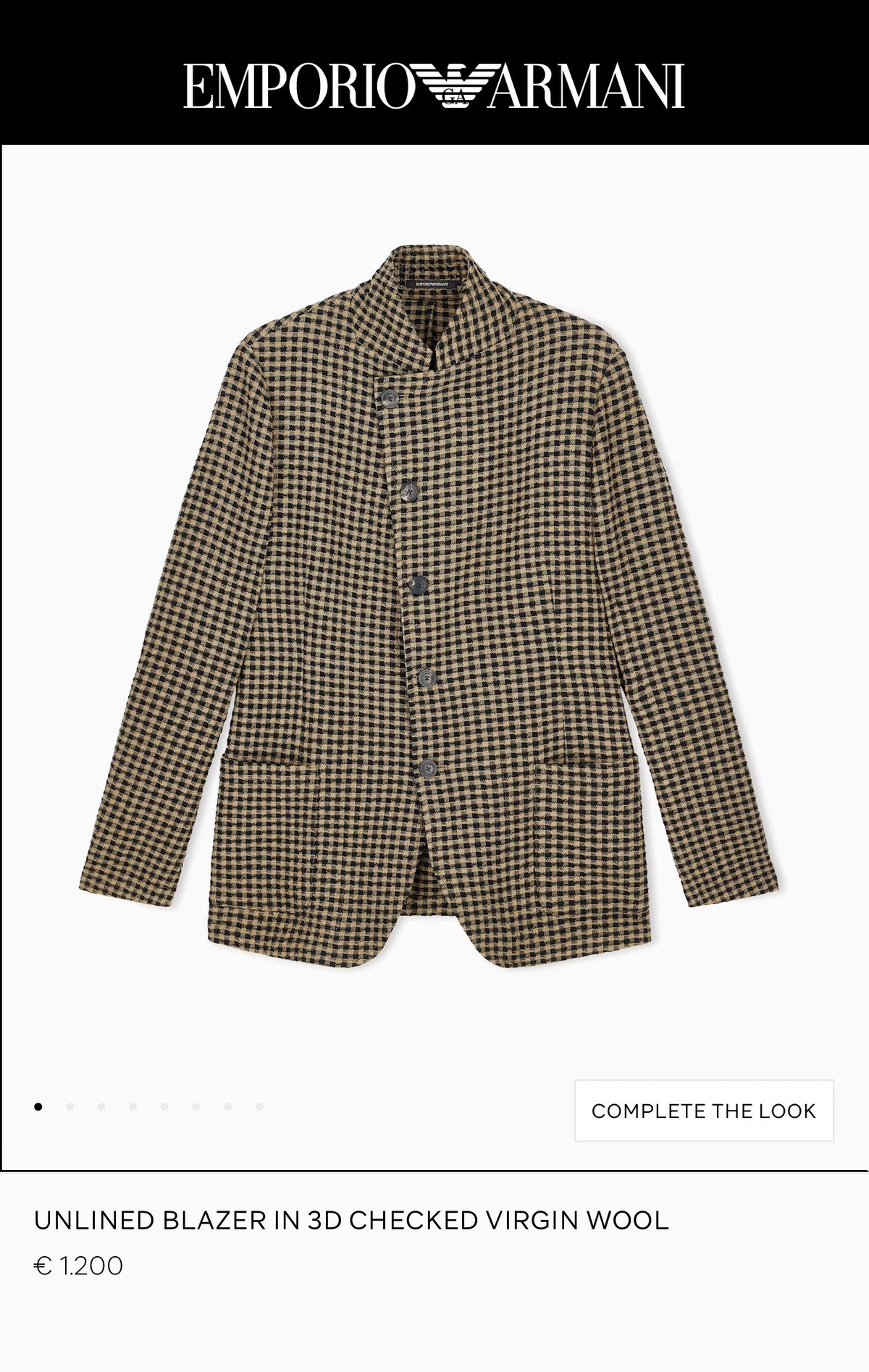 Sacou Emporio Armani di. Tweed gros de lana în culori neutre pe ivoire pied de coq