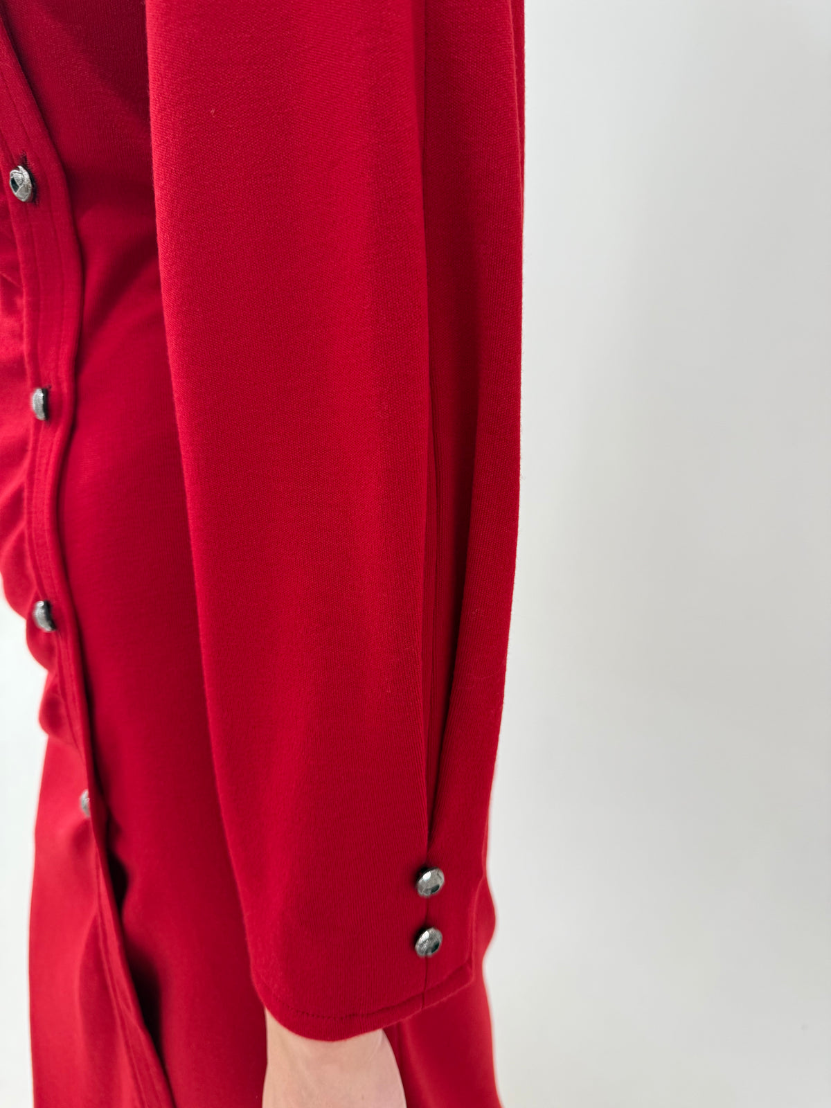 Rochie vintage din lana extrafina în croi ultra chic drapat asimetric dame cherry red