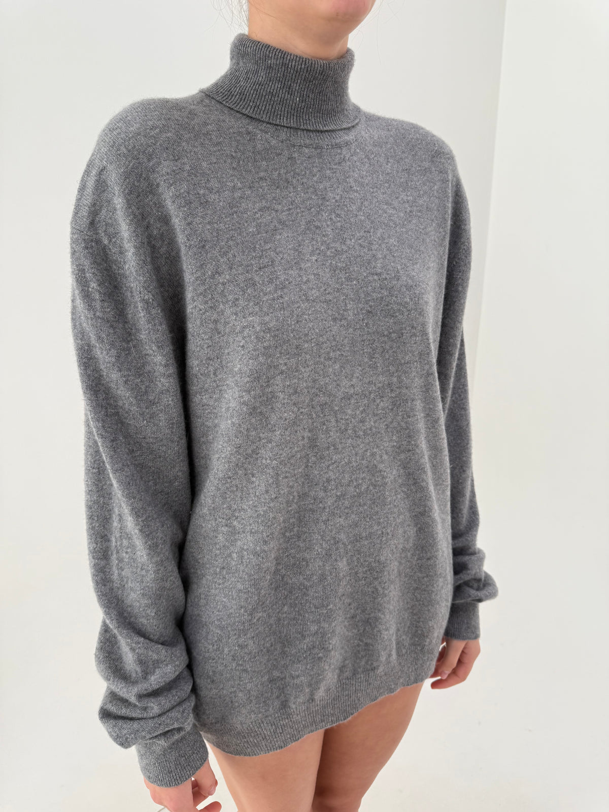 Maleta din cașmir multiply plus size silver gray melanj