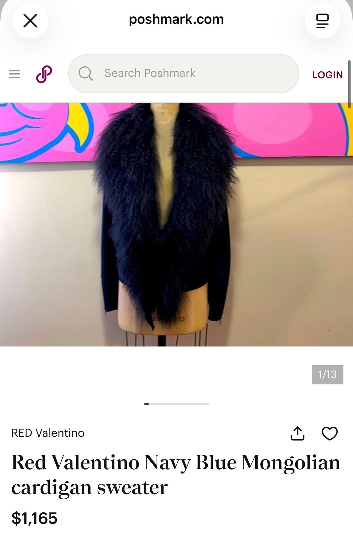 Jacheta Valentino din lana extrafina densa cu guler statement din blană naturală de miel tibetan