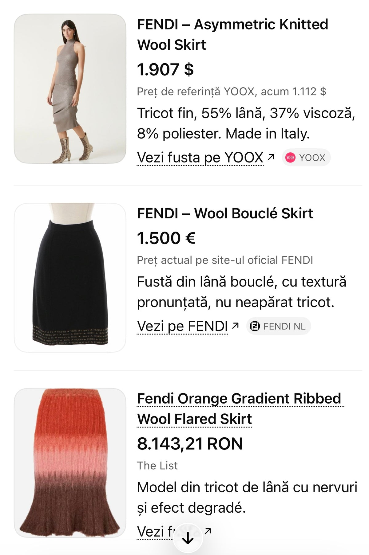 Fustă Fendi creion din tricot de lana extrafina dens aubergine