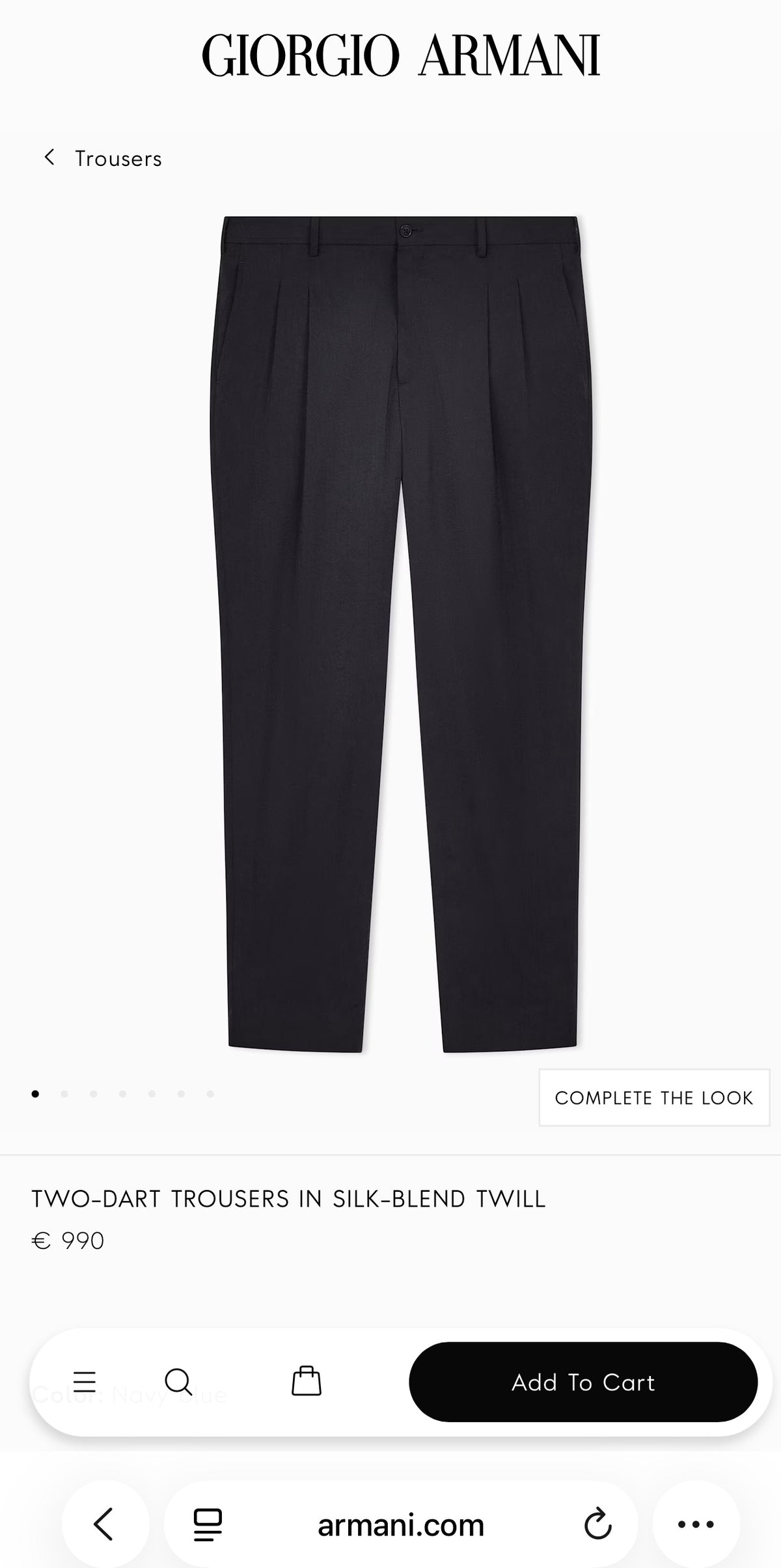 Pantaloni tall Armani gama ultra luxury din lana excepțională inc roi clasic