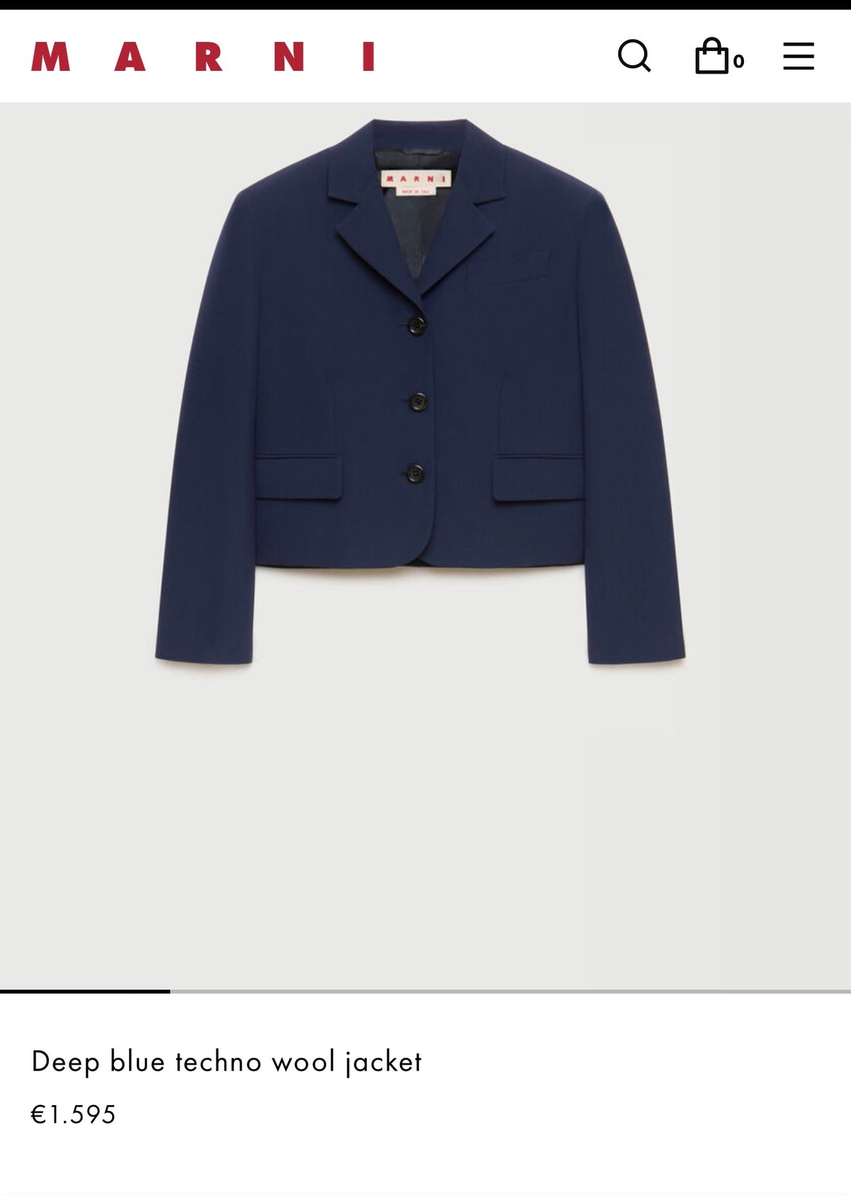 Sacou Marni negru din lana bouclé fin în croi minimalist specific brandului