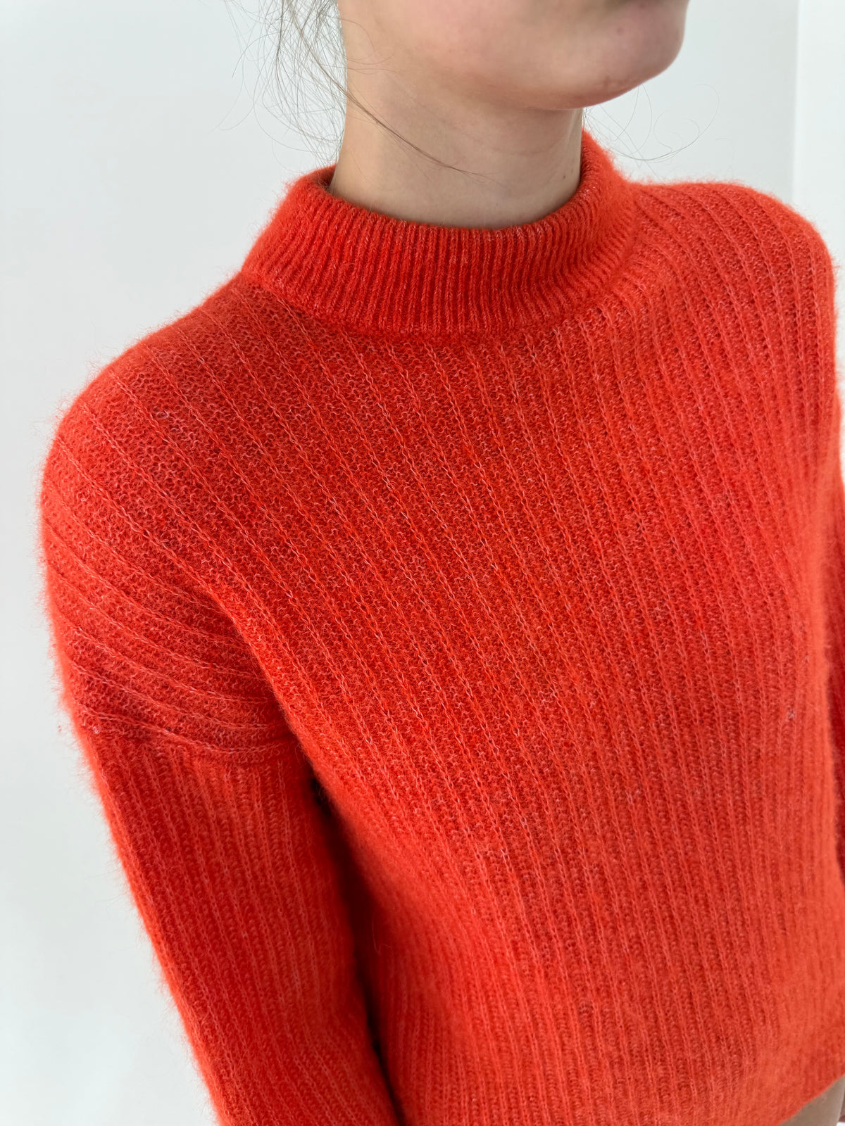 Maleta chimney Tommy Hilfiger din baby mohair și lana burnt orange