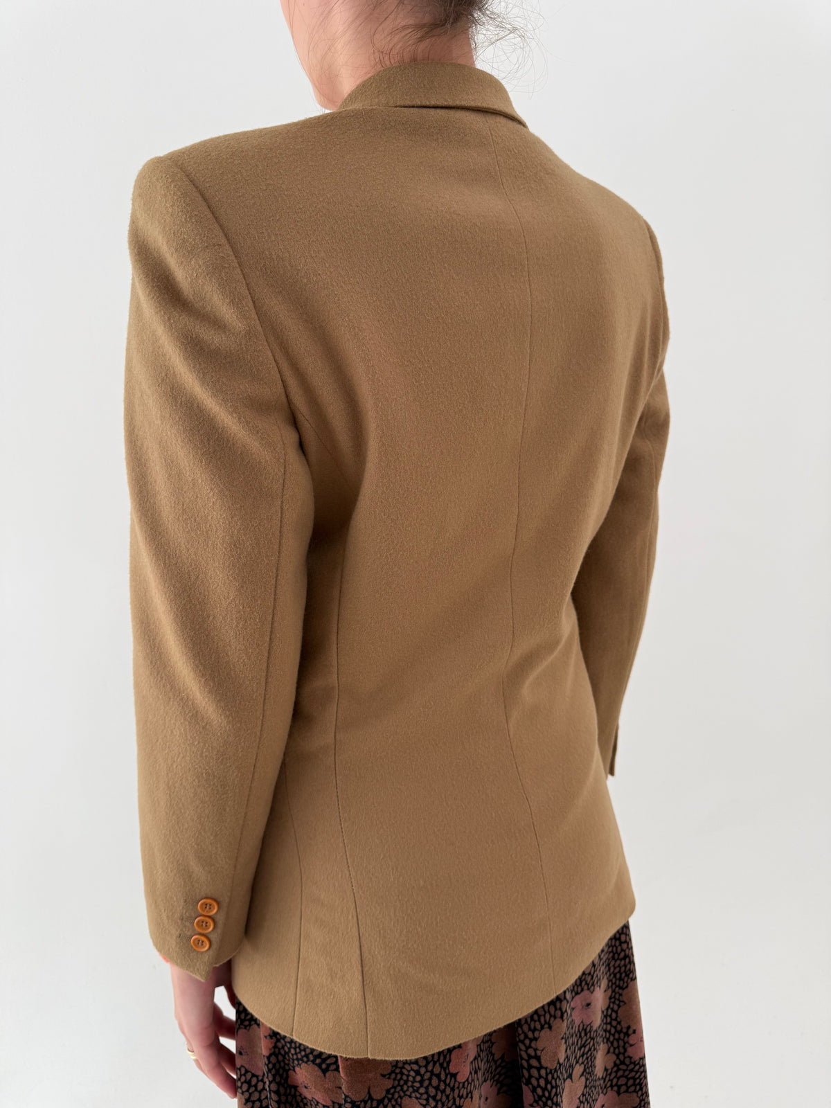 Sacou vintage italian camel din stofă exceptionala de camel hair și lana în stil Max Mara