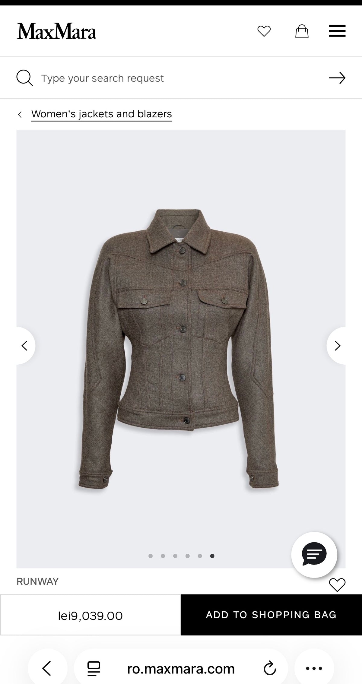 Jacheta Max Mara în stil biker din tweed Donegal de lana și mătase naturală camel și negru
