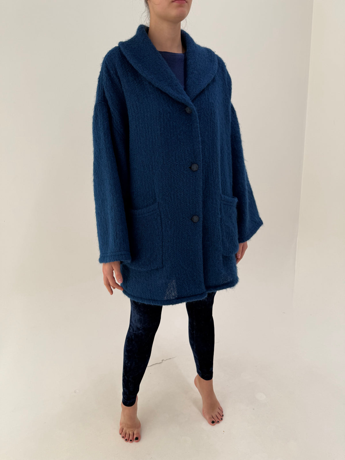Palton Missoni vintage în croi oversized din mohair și lana căptușit cu mătase naturală
