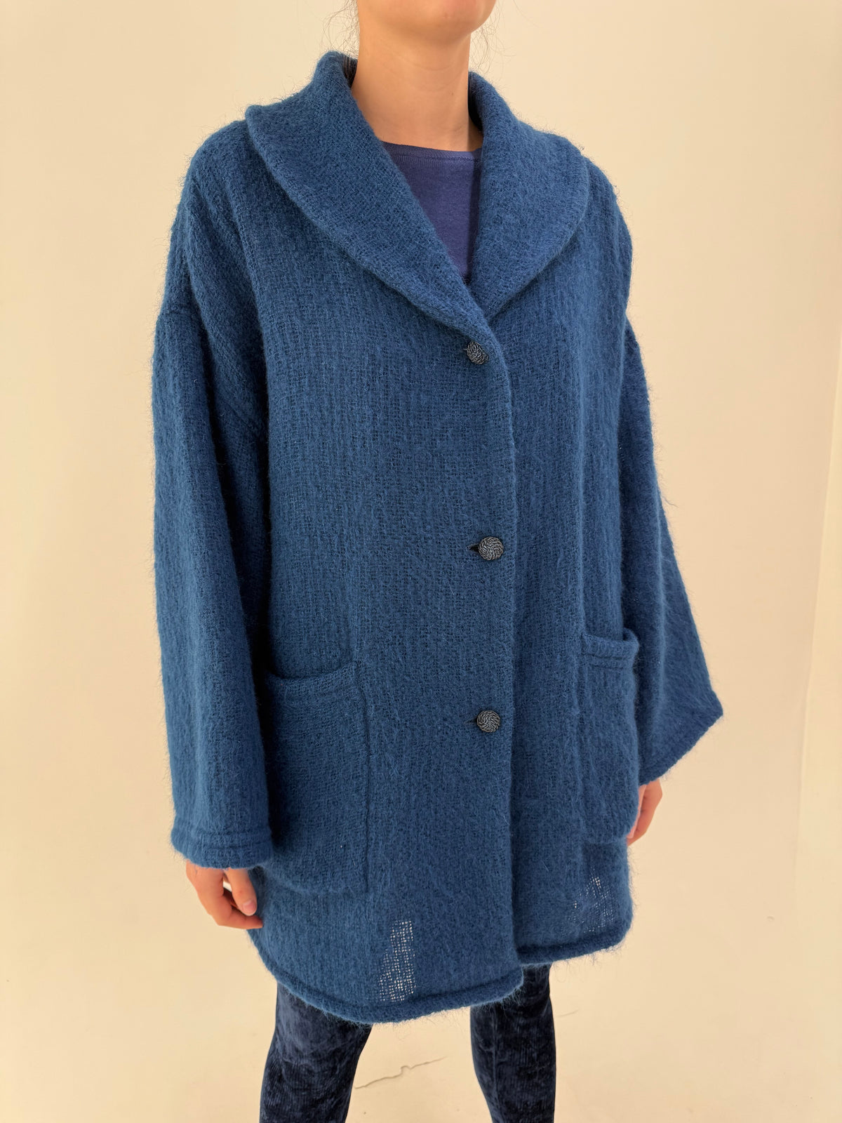 Palton Missoni vintage în croi oversized din mohair și lana căptușit cu mătase naturală