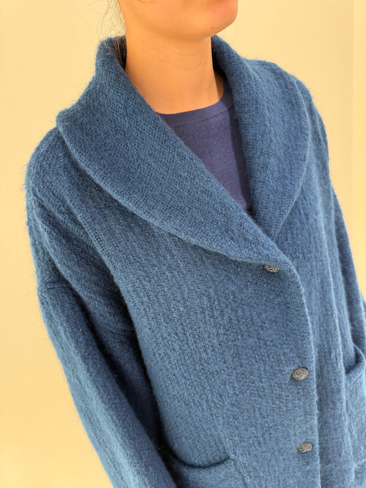 Palton Missoni vintage în croi oversized din mohair și lana căptușit cu mătase naturală