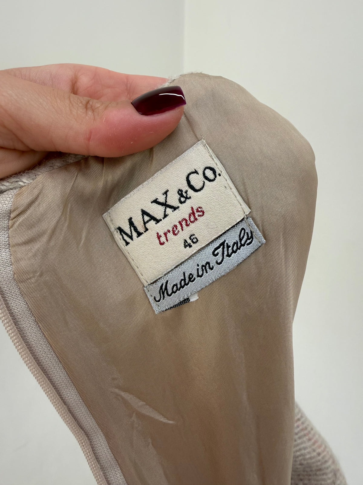 Rochie Max&Co by Max Mara din tweed camel de lana în carouri fine roz